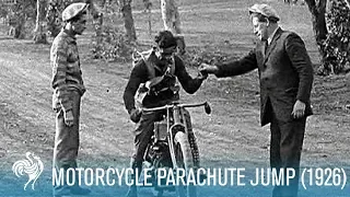 Motorcycle Parachute Jump Ends in Crash (1926) | British Pathé