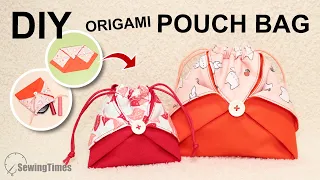DIY ORIGAMI POUCH BAG 2 SIZE | Super easy sewing gift idea [sewingtimes]