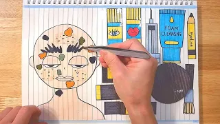 [ paper diy ] 💄skin care & make up + tutorial | 망가진 피부관리 &  변신 메이크업 | paper craft | asmr | 종이놀이