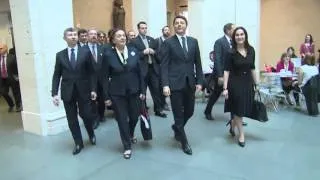 USA - Arrivo del presidente Renzi all'Università̀ di Harward (31.03.16)