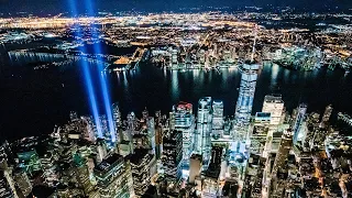 9/11 Tribute In Light Doors Off Helicopter Over New York City