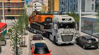 Transporting Massive Excavator through narrow congested streets in Albania | #ets2  1.49