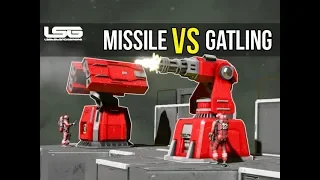 Missile Launcher VS Gatling Gun Turret Damage Testing - Space Engineers