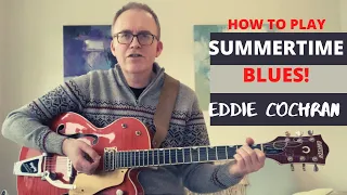 SUMMERTIME BLUES Eddie Cochran Guitar Lesson - ALL THE RIFFS but BEGINNER FRIENDLY! on Gretsch 6120