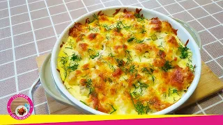Chicken and cauliflower casserole in the oven. Delicious recipe