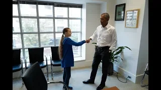 Watch: President Obama Meets with Greta Thunberg