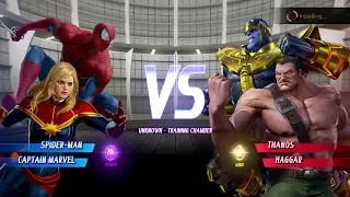 SPIDERMAN and CAPTAIN MARVEL vs. THANOS and HAGGAR All Super Moves | Best Superhero Fights