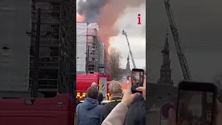 Spire Collapses As Flames Engulf Copenhagen's Historic Stock Exchange