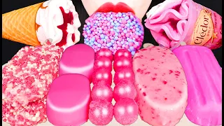 ASMR PINK ICE CREAM PARFAIT DIPPIN' DOTS 핑크 아이스크림 먹방 EATING SOUNDS