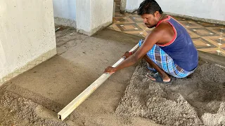 Living Hall Floor Construction Techniques_2BHK House Flooring Luxary Tile Installation_Tile Fitting