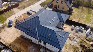 Строительство сложной крыши с утеплением, устройство стропил, монтаж металлочерепицы