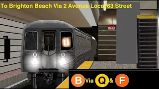 OpenBVE Special: B Train To Brighton Beach Via 2 Avenue Local/63 Street (R68)
