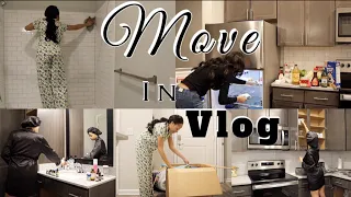 MOVE IN VLOG | UNPACKING + CLEANING + GROCERY & APARTMENT ESSENTIALS HAUL
