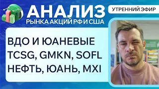 Анализ рынка акций РФ и США/ ВДО И ЮАНЕВЫЕ/ TCSG, GMKN, SOFL/ НЕФТЬ, ЮАНЬ, MXI