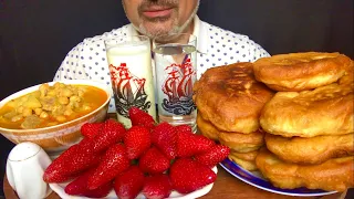 Azerbaijani Dishes Bozbash & Dovga 🥛| Cheese 🧀 Pancakes 🥯 & Strawberries 🍓& Yogurt | ASMR | Mukbang