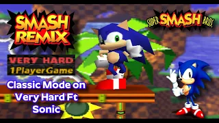 Smash Remix - Classic Mode Playthrough Gameplay Featuring Sonic (VERY HARD) NO STOCK LOSS