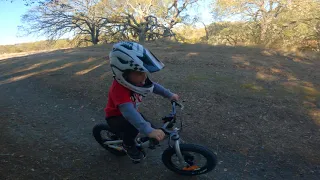 Three year old shredding on his 2020 Commencal Ramones 14 Mountain Bike