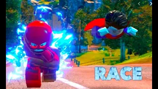 the flash vs superman race!!!! lego dc supervillains