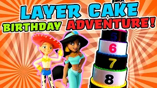 Princess Jasmine and Jessie's Layer Cake Game Birthday Adventure! W/ Jafar