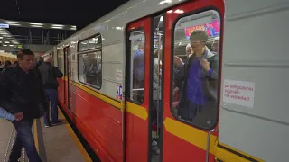 Poland, Warsaw, metro night ride from Centrum to Politehnica