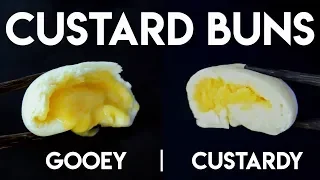 Two Types of Dim Sum Custard Buns (奶黄包/流沙包)