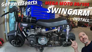GoPowerSports Mega Moto 80/105 swingarm install
