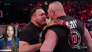 WWE Raw 7/10/17 Brock Lesnar confronts Roman Reigns and Samoa Joe