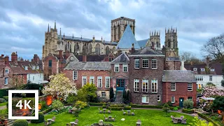 🇬🇧 England • City Walls walk in YORK 👟 [4K] virtual walking tour in the UK, North Yorkshire