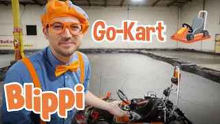 Blippi Goes Go Kart Racing | Vehicle Videos For Kids With Blippi