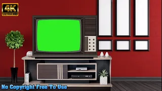 Old Tv Green Screen | 4K ULTRA HD | No Copyright | Free To Use | 2021