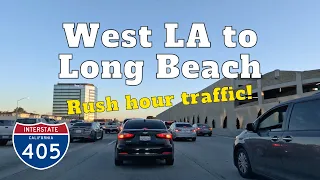 [5K] West LA to Long Beach - Driving in Los Angeles, California - 405 Freeway, Rush Hour Traffic
