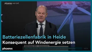 Olaf Scholz zum Baustart der Batteriezellenfabrik in Heide am 25.03.24