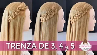 3 HAIRSTYLES with LOOSE HAIR FOR BEGINNERS | BRAIDS OF 3, 4 and 5 CABOS