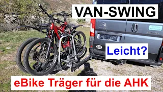 Fahrradträger Van-Swing für 2 eBikes | Nur 25 kg leicht | Links oder rechts schwenkbar | für die AHK