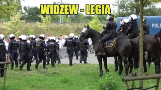 Widzew - Legia: Przemarsz kibiców Legii, przejazdy alarmowe i akcja Policji