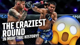 THE CRAZIEST ROUND IN MUAY THAI HISTORY 😱 Liam Harrison vs Muangthai | ONE Championship