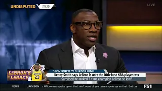 UNDISPUTED - Shannon "CRUSH" Kenny Smith says LeBron is top 10 all time, Kobe Bryant isn't in top 10