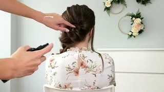 Низкий пучок из жгута на прямых волосах | Low textured bun anna