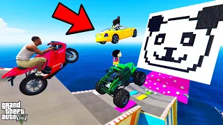 FRANKLIN TRIED IMPOSSIBLE MASSIVE PANDA SPEED BUMP MEGARAMP JUMP CHALLENGE GTA 5 | SHINCHAN and CHOP