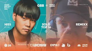 HISS vs REMIX | Grand Beatbox Battle Online 2020 | Solo TOP 16