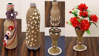 5 Beautiful and Simple Jute Flower Vase !!! Jute Craft Ideas Home Decorating Ideas Handmade
