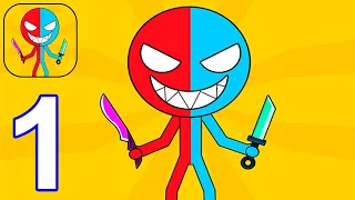 Red & Blue: Stickman Adventure - Gameplay Walkthrough Part 1 All Levels 1-14 (Android,iOS)