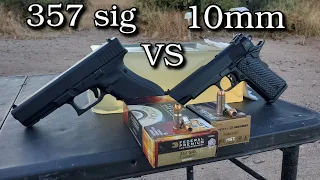 357 sig VS 10mm in ballistics gel