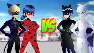 LadyNoir y Cat Blanc vs Ladybug y Cat Noir - BATALLA DE RAP ANIMADA