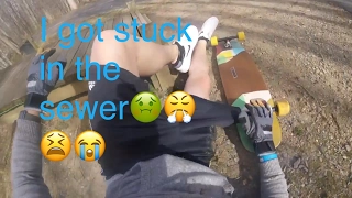 longboarding fails, crashes, and i got stuck in the sewer