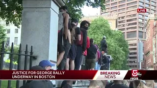 Protesters chant 'I can't breathe' outside State House