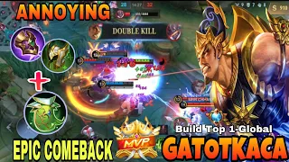 Epic Comeback!! Gatotkaca Gameplay Mobile Legends || Gatotkaca Best Build Top 1 Global Tank 2023