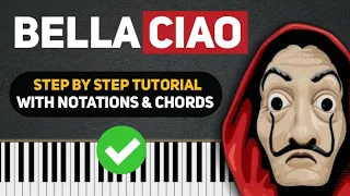 Money Heist - Bella Ciao Easy Piano Tutorial | Step By Step With Notes & Chords | La Casa De Papel