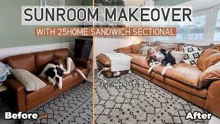 LIVINGROOM MAKEOVER & REFRESH / Sunroom Decorating Ideas / Featuring 25home Sandwich Sectional