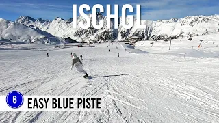 Skiing easy blue piste 6 in Ischgl Samnaun